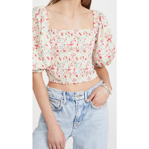 REVOLVE Tops - NWT Revolve Sokie Collective Puff Sleeve Mocked Top XS